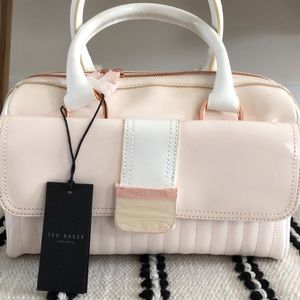 Ted Baker London Pink and White Bag, Patent Leather with coordinating wallet